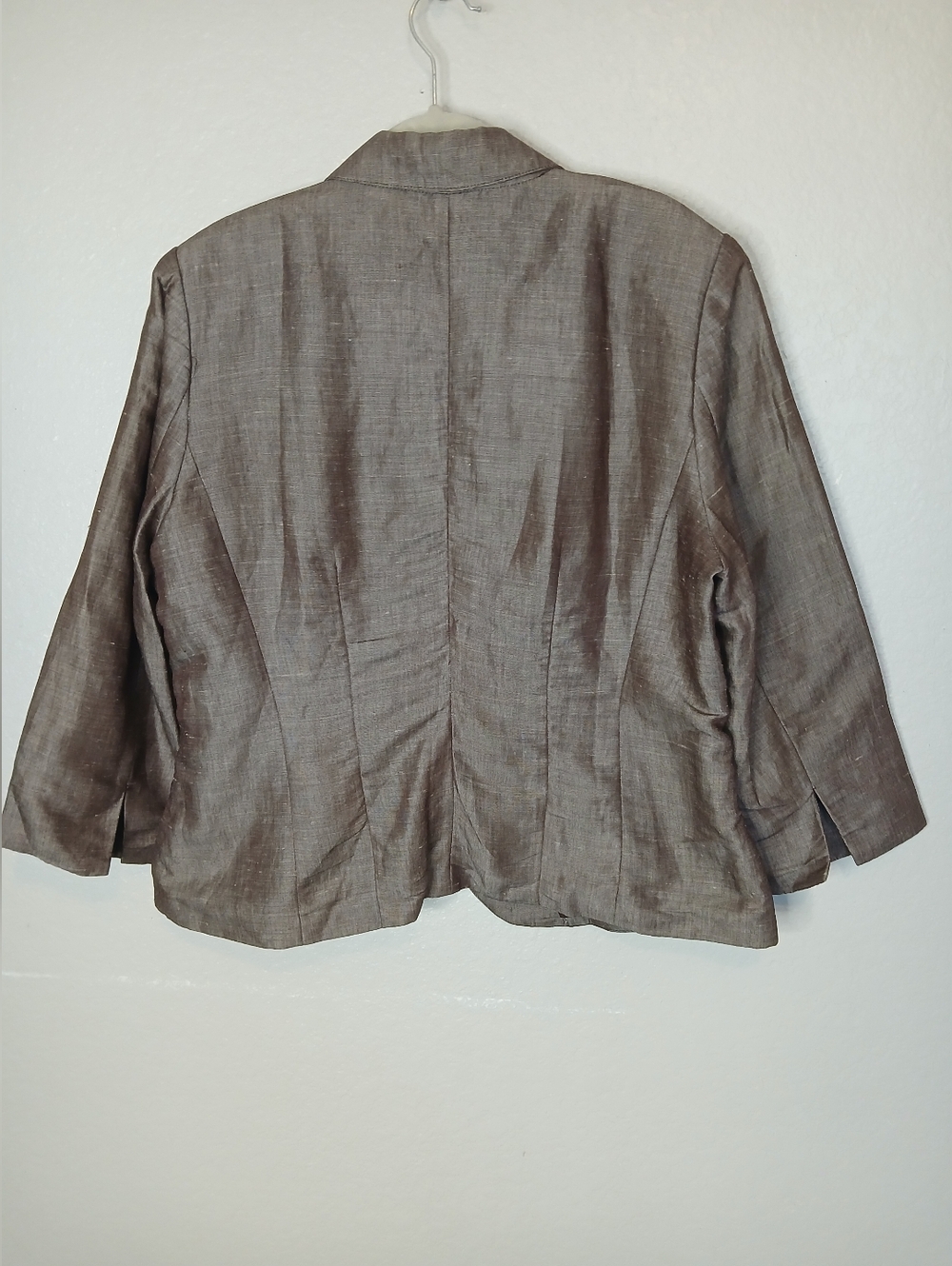 Hillard & Hanson Dark Brown Ramie Lunen Blend Blazer Jacket Size 16 XL - Picture 6 of 6